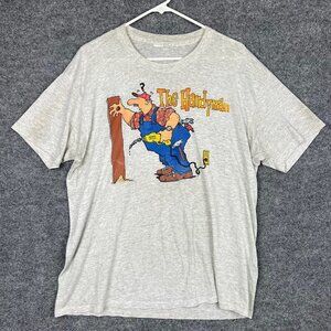 Vintage 90s Men's The Handyman Funny Cartoon Print Hilarious single stitch shirt